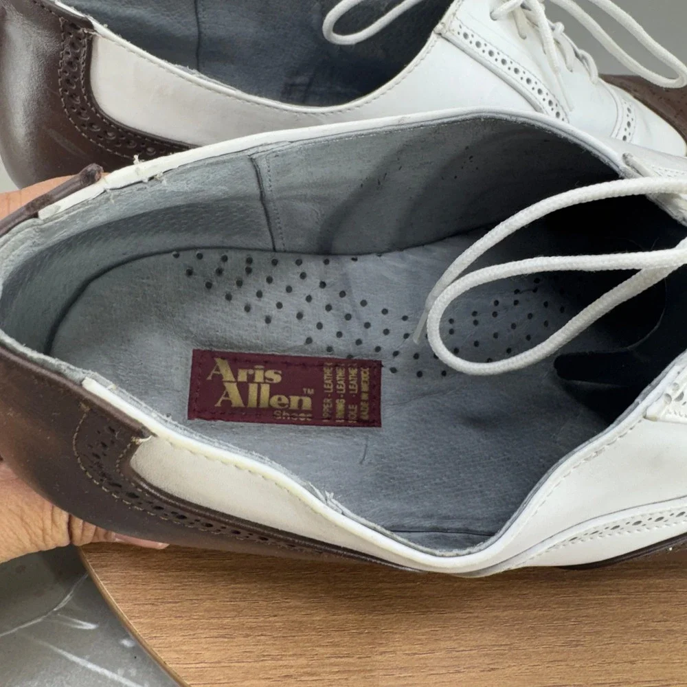 Aris Allen Mens Spectator Oxford Shoes 15 Brown White Wingtip Swing Dance